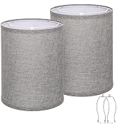 Tall Drum Lamp Shades Set of 2, Gray Lampshade for Table Lamp Floor Lamp, 10"Top x10" Bottom x 13...