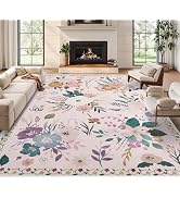 Rugs for Bedroom 5x7 Pink Boho Floral Washable Soft Area Rug for Living Room Dining Room Office C...