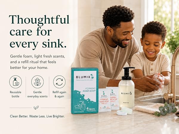 Blumix hand soap offer gentle foam and light fresh scents that feels better for your home.