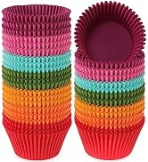 Caperci Bright Rainbow Jumbo Cupcake Liners Extra Large Muffin Baking Cups 300-Count, Odorless, U...