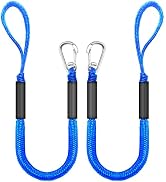 Bungee Dock Line for Boats – 3ft Elastic Mooring Rope with Stainless Steel Clip – Quick Dock Tie ...