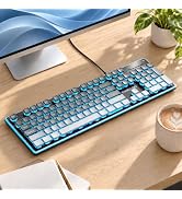 Wired Keyboard with RGB Backlit, Never Fade, Soft Click Typing, Black | Pudding Keycaps, Plug & P...