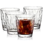 Topsky 10-ounce Plastic Water Tumblers | Set of 4 Transparent Unbreakable Drinking Glasses Clear ...
