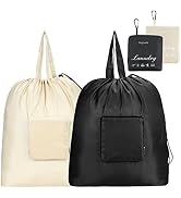 GOGOODA Travel Laundry Bags with Drawstring Closure XL Large Foldable Dirty Clothes bags with Han...