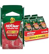 Duck HD Clear Packing Tape with Dispensers - 6 Rolls of Strong Heavy Duty Packing Tape for Shippi...