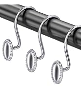 AmazerBath Chrome Shower Curtain Hooks, 12PCS Rust Proof Shower Curtain Rings, Decorative Modern ...