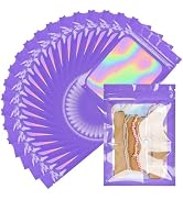LOKQING 200 Pcs Holographic Mylar Bags Purple Sealable Bags with Window Smell Proof Bags Packagin...