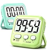 Antonki 2 Pack Digital Timer for Kids, Magnetic Countdown Kitchen Timers for Cooking, Egg, Classr...