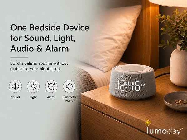 One Bedside Device for Sound, Light, Audio & Alarm