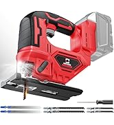 Jigsaw Compatible With Milwaukee 18V Battery, Cordless jigsaw tool, Brushless Motor, 0°- 45° Beve...