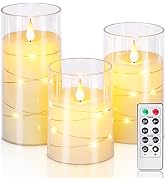 Homemory Flickering Flameless Candles with String Lights, Battery Operated Candles, Embedded Stri...