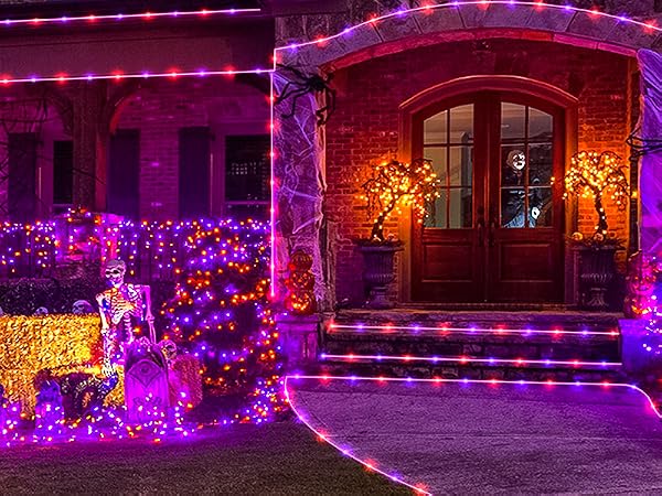 rope lights for outside rube lights Halloween purple orange lights outdoor string lights indoor