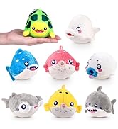 Anboor 8 Pcs Small Stuffed Animals, 3.9" Ocean Stuffed Animals Toys Cute Sealife Plush Keychain f...