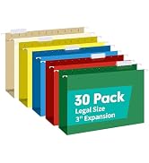 HERKKA Extra Capacity Legal Size Hanging File Folders, 30 Pack Reinforced Legal Size Hanging Fold...