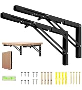 16 Inch Folding Shelf Brackets, 2 Pack Shelf Bracket Wall Mounted | Heavy Duty Cold-rolled Steel,...