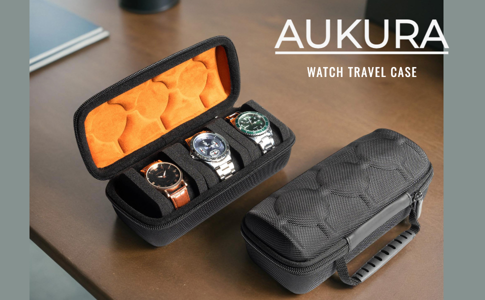 3slot watch case travel roll display organizer for men and women hardshell case carrier holder