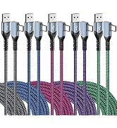 USB C Cable 10ft, OKRAY 5-Pack Type C Charger Cable USB-A to USB-C 90 Degree Right Angle L Shape ...