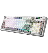 iRocks K85R RGB Mechanical Keyboard (ICY White, Bubble Switch) | Wireless 98 PBT Keys Backlit Gam...