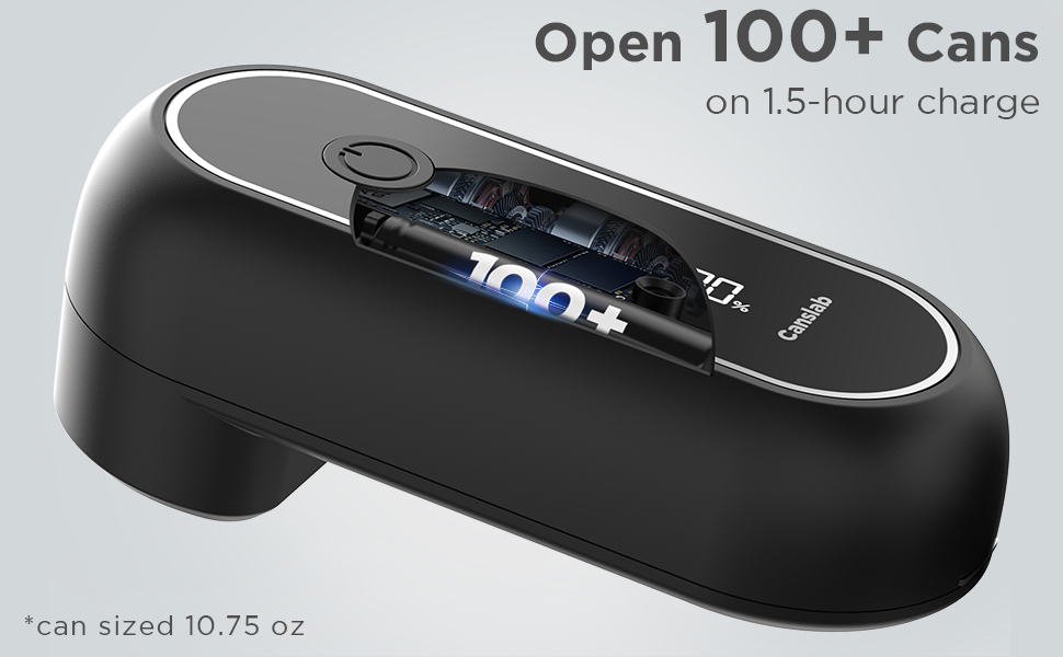 One 1.5-hour fast charge, can last up to 100 standard sized cans