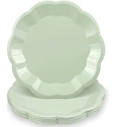 NatNarr 30pcs Sage Green Paper Plates, 9inch Scalloped Sage Green Dessert Dinner Plates Cute Part...