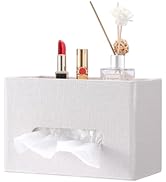 Sumnacon Tissue Box Cover with Storage Tray, Decorative Rectangular Tissue Holder Linen Facial Ti...