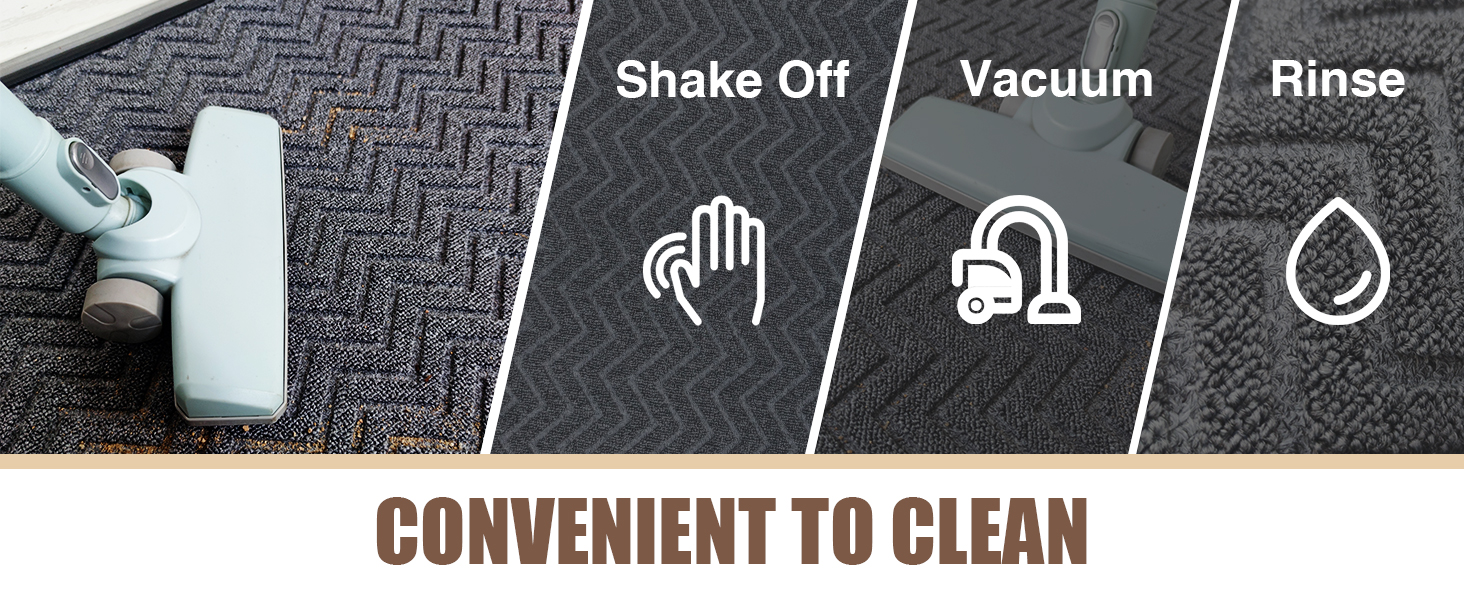 Fylyz doormat is easy to clean: you can clean it by shake off, vacuum and rinse