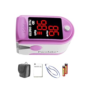 Facelake 400 Pulse Oximeter Blood Oxygen SPO2 Monitor Screen Display Adults Kids Case Batteries