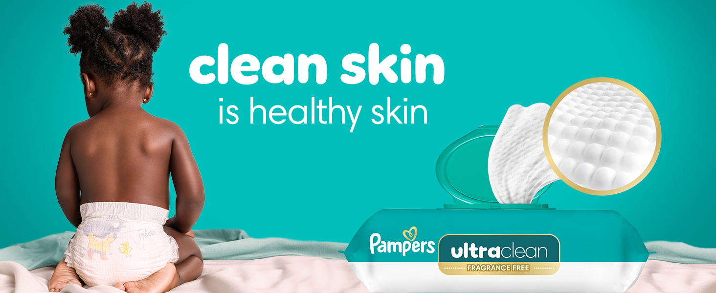 Clean skin is healthy skin. Pampers Ultra clean wipes