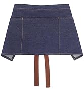 DOITOOL Denim Apron with 3 Pockets for Men And Women Short Server Waitress Chef Apron for Cooking...