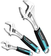 DURATECH 3-piece Adjustable Wrench Set, 6-Inch& 8-Inch& 10-Inch Wrenches, Wide Jaw Wrench, Metric...