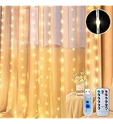 Hopolon 300LED Curtain String Lights,9.8ftx9.8ft 8 Modes 4.5v with Remote&Timer USB Operated,Chri...