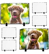 Nicunom 6 Pack Sublimation Blank Slate Rock Photo Plaque Frame with Display Stand, Personalized R...