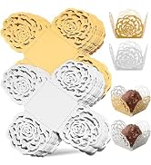 ULTECHNOVO 100Pcs Chocolate Truffle Wrappers Cups with Hollow-Out Flower Edge Design Decorative D...