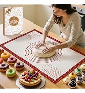 Non Stick Pastry Mat for Rolling Dough Fondant Pie Crust, Macaron Silicone Baking Mat for Mat Ext...