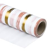 WRAPAHOLIC Wrapping Paper Roll - Pink and Gold Lines Print for Birthday, Holiday, Wedding, Baby S...