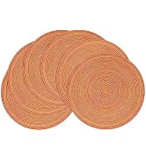 SHACOS Round Braided Placemats Set of 6 Fall Place Mats Washable Polyester 15 inch Round Table Ma...