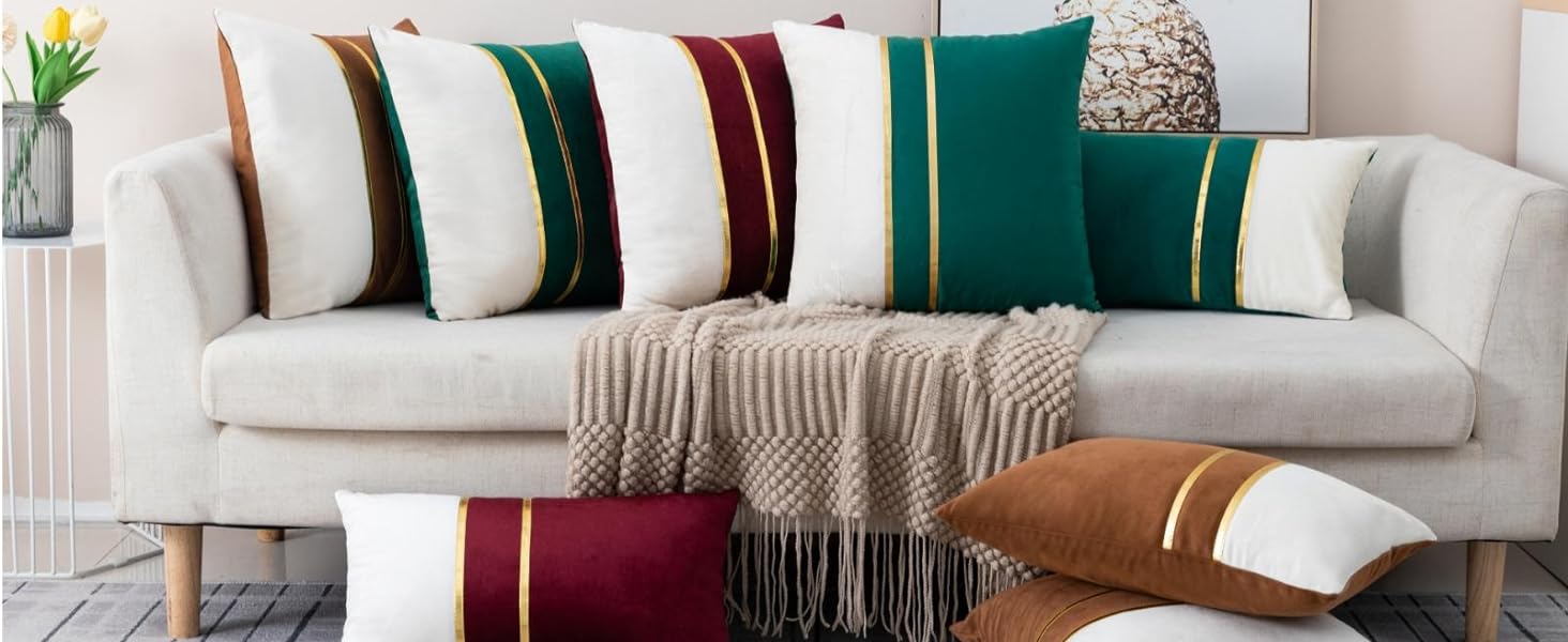 gold leather pillow covers