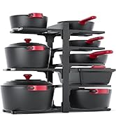 MUDEELA 8-Tier Pots and Pans Organizer under Cabinet, 15.83" Height Heavy Duty Pot Pan Organizer ...