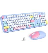 MOFII Wireless Keyboard and Mouse Combo - 2.4GHz Full-Size Retro Typewriter Keyboard with Round K...
