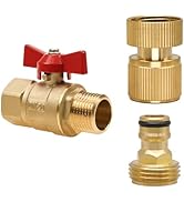 Angry Pony GHT 3/4 Garden Hose Shut off Valve and Quick Connect Kit, High Flow Brass Hose Contect...