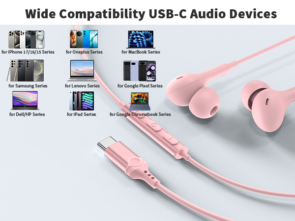 type c headphones wired for Samsung S24 S25 Ultra fe S23 iPhone 17 air 16 15 pro max