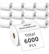 Kingtac 12 Rolls (500 Labels/Roll)4" x 3" Direct Thermal Label (101mm x 76mm) Multipurpose Shippi...