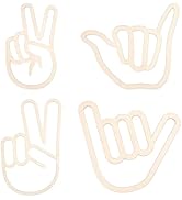 WADORN 4Pcs Hand Gesture Wooden Wall Sign, Nature Wood Loose Surf Gesture Hawaii Wall Art Decor H...