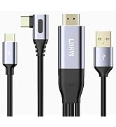 90 Degree HDMI to USB C Cable 8.2ft 4K@60Hz, Support Touch, HDMI to Type C Converter Cord(Male to...