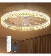 addlon Ceiling Fans with Lights and Remote, 24'' Low Profile Flush Mount Ceiling Fan, 3000–6000K ...