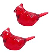 Senyango 2Pcs Red Acrylic Cardinal Figurine Home Decor Glass Bird Statue for Illuminated Home Dis...