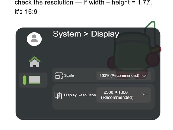 Text reads 'System > Display' and '2560 x 1600'. Screenshot of display settings interface showing resolution configuration options.