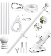 REERON House Flag Pole kit, 5 FT Metal Spinning Flag Poles Kit, 1" Tangle Free Stainless Steel Fl...