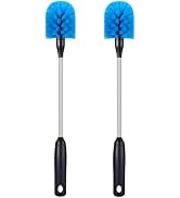 MOSOLAN Stainless Steel Bottle Brush, 2 Pack Long Handle Scrubbing Brush with Removable Head for ...
