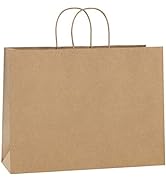 BagDream 16x6x12 Inches 50Pcs Kraft Paper Bags with Handles Bulk Brown Paper Shopping Bags Grocer...